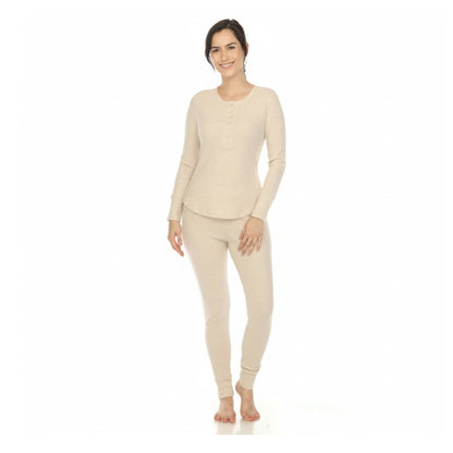 White Mark Women's Waffle Pajama Set