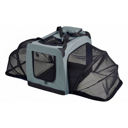 Pet Life 'Hounda Accordion' Metal Framed Soft-Folding Collapsible Dual-Sided Expandable Pet Dog Crate