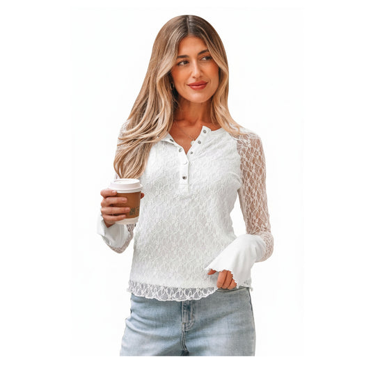 Threaded Pear Luisa Slim Henley top Long Sleeve Top