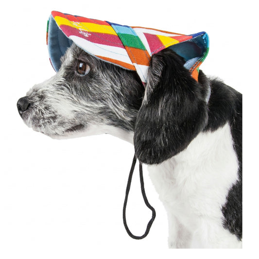 Pet Life 'Colorfur' Floral Uv Protectant Adjustable Fashion Dog Hat Cap