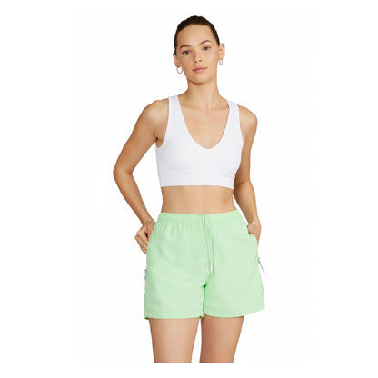 Cream Yoga Women's Sage v-neck seamless bra top white