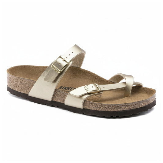 Birkenstock Women's Mayari Birko-Flor/Suede Leather Gold Sandals