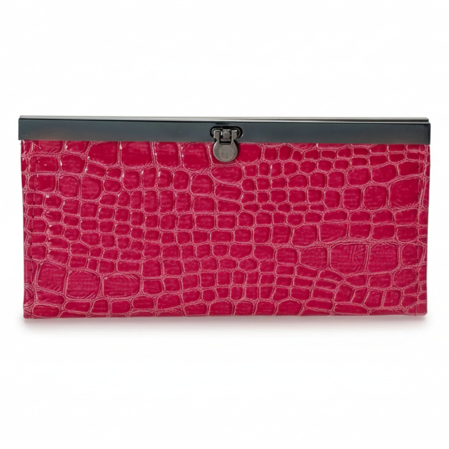 Fuchsia Faux Alligator Wallet Purse