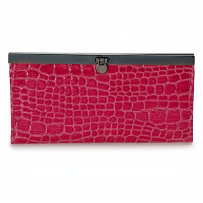 Fuchsia Faux Alligator Wallet Purse