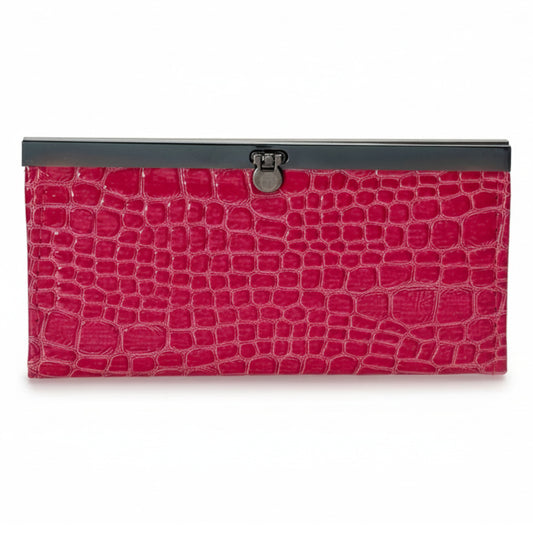 Fuchsia Faux Alligator Wallet Purse