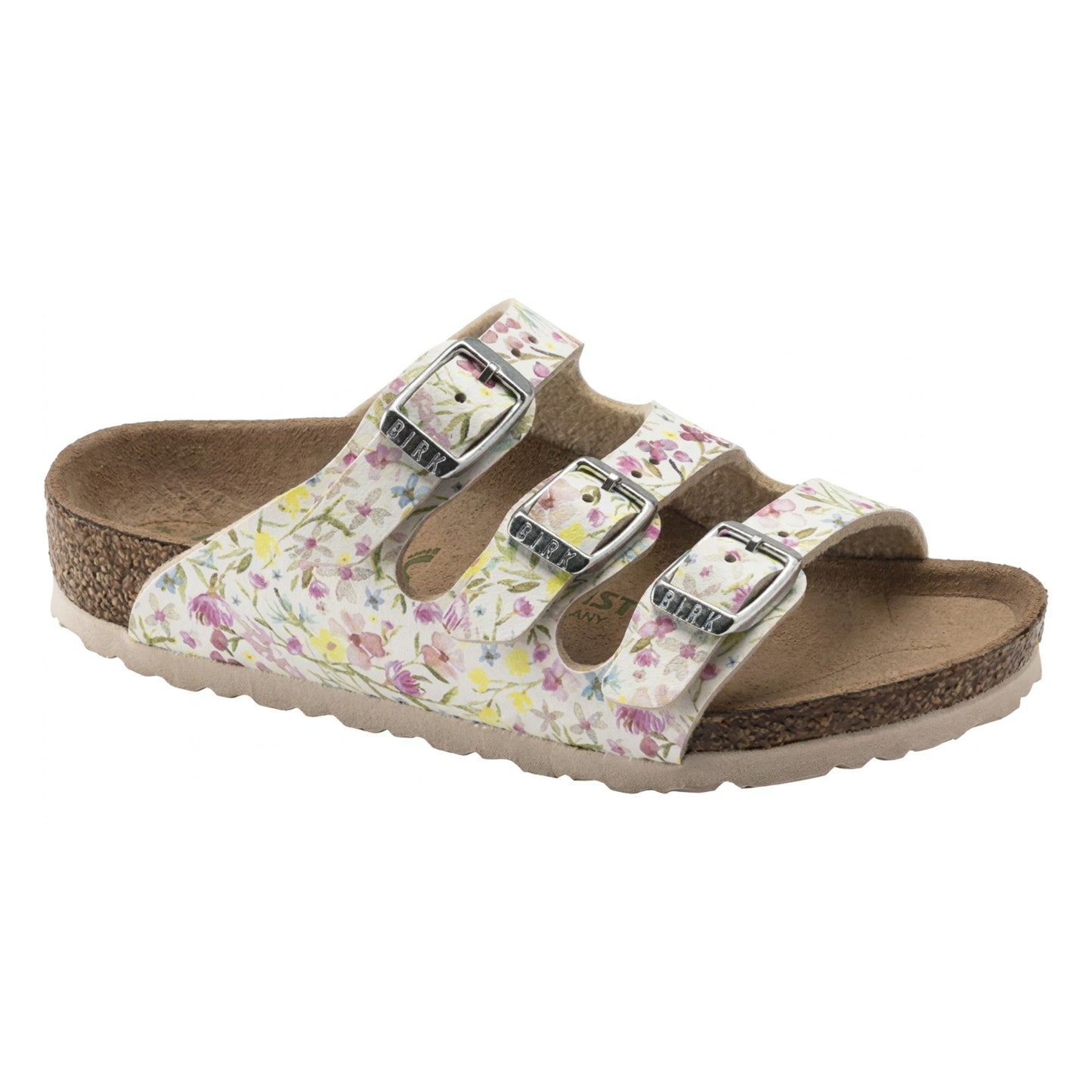Birkenstock Florida Kids Vegan Nubuck Leather Watercolor Flower White