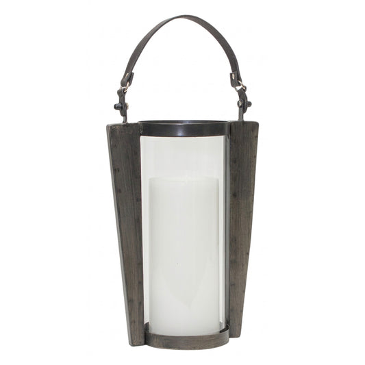 Melrose International Iron Metal Candle Holder with Glass Hurricane and Handle 18"H