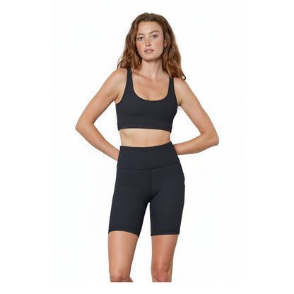 Cream Yoga Women's Scarlett ribbed sports bra black