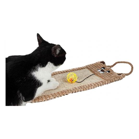 Pet Life Eco-Natural Sisal And Jute Hanging Carpet Kitty Cat Scratcher Lounge With Toy