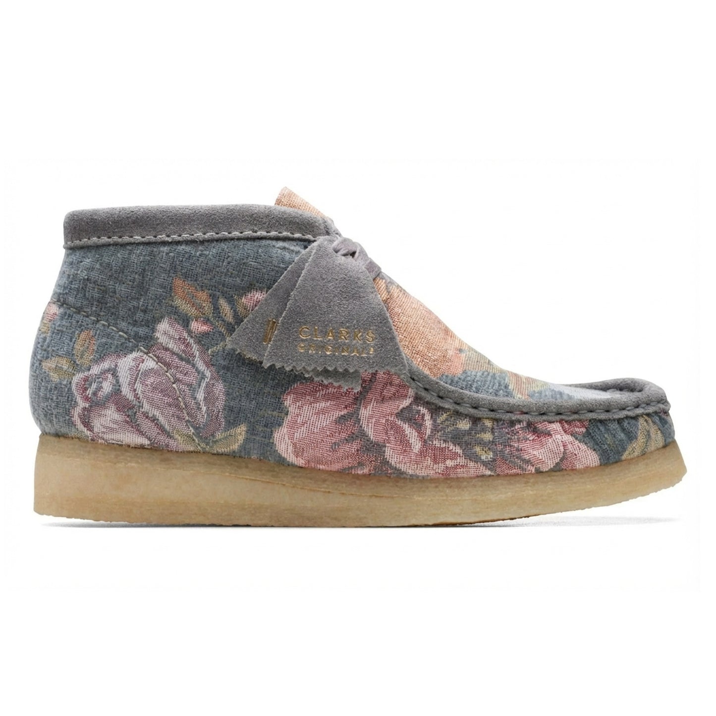 Clarks Women's Wallabee Boot Blue Floral Booties