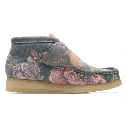 Clarks Women's Wallabee Boot Blue Floral Booties