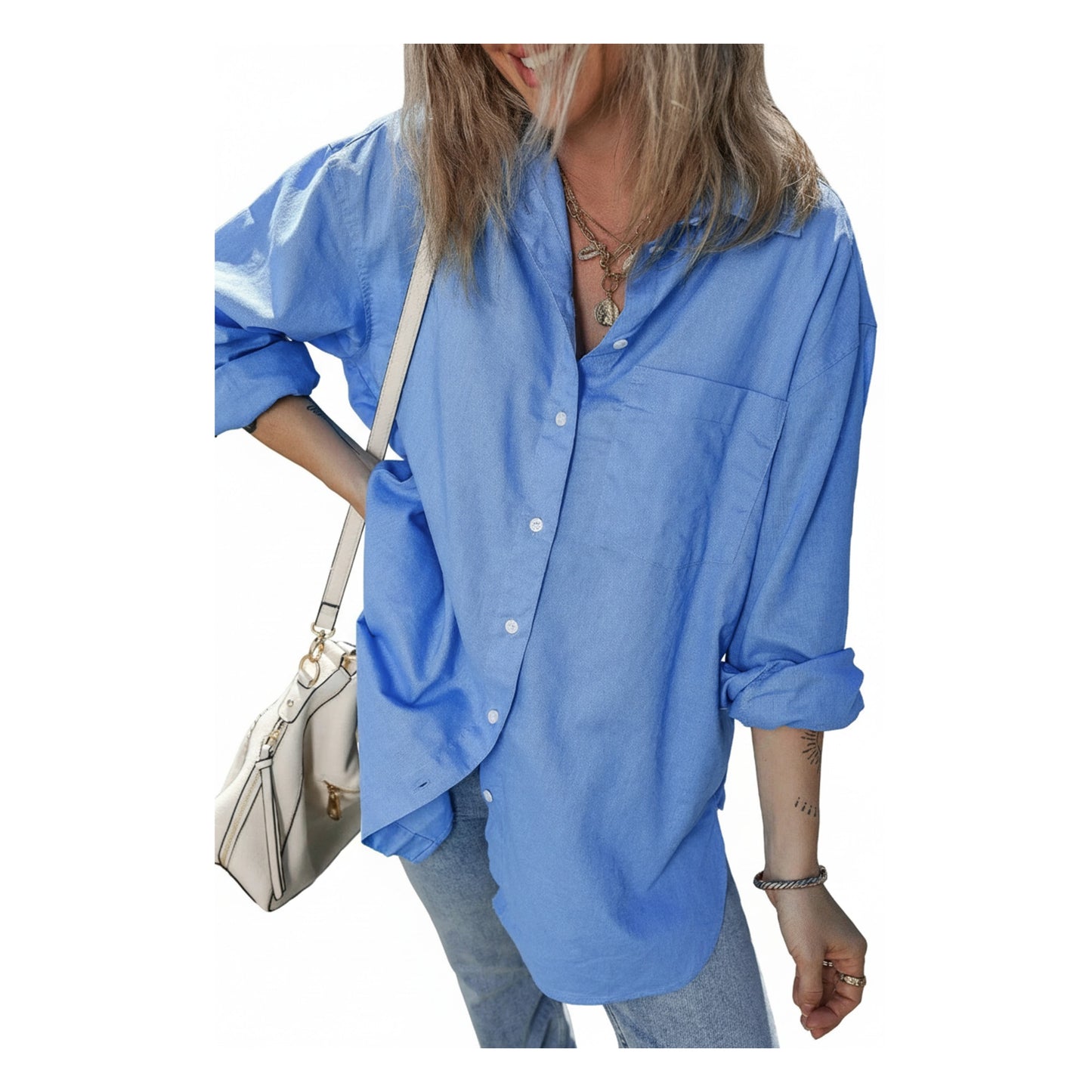Palmer Boyfriend Chest Pocket Tunic Shirt by Threaded Pear