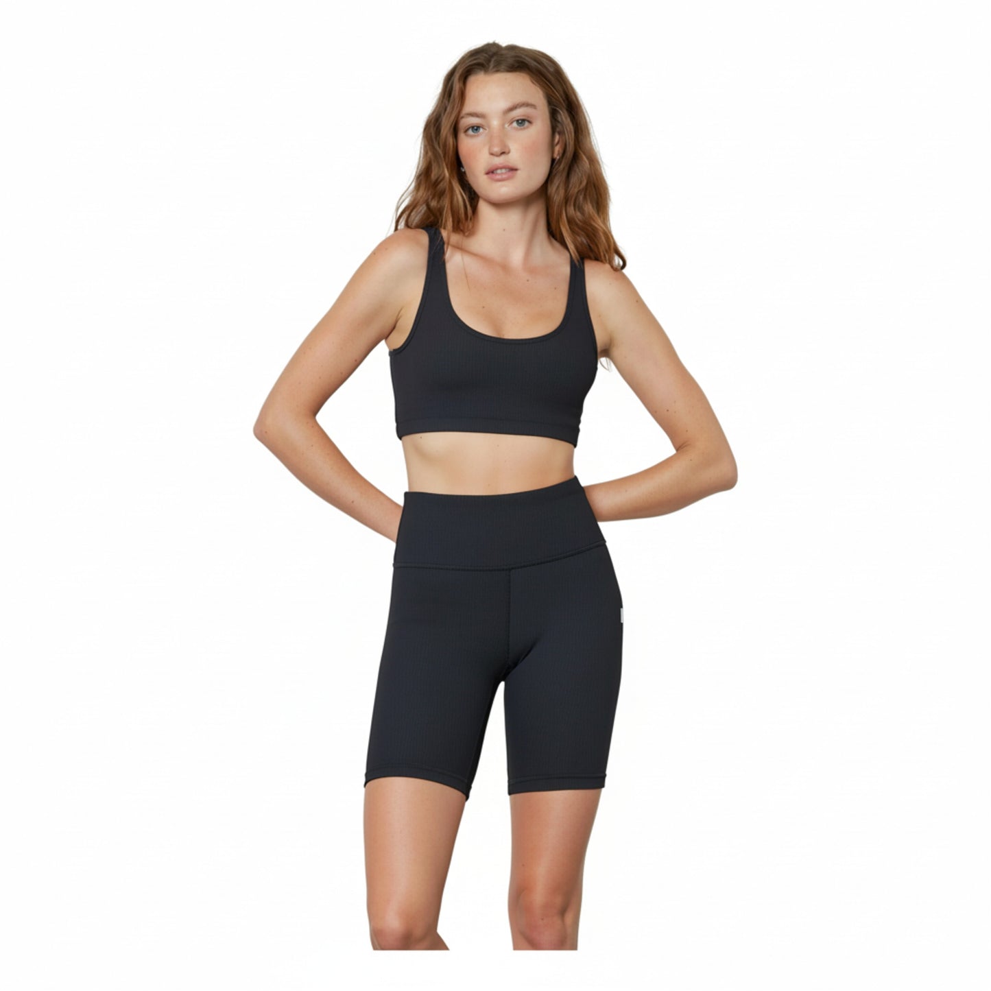 Cream Yoga Women's Scarlett ribbed sports bra black