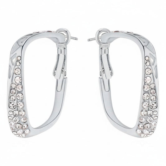 Clear Swarovski Crystal Earrings – Clear Swarovski Crystal Rectangular Hoop Earrings