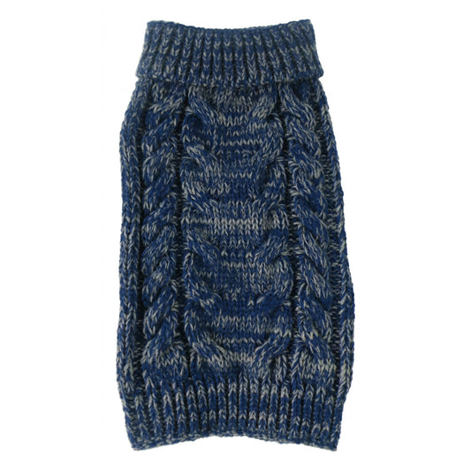Pet Life Classic True Blue Heavy Cable Knitted Ribbed Fashion Dog Sweater