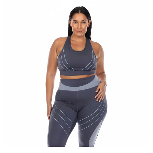 White Mark Plus Size Cut Out Back Mesh Sports Bra