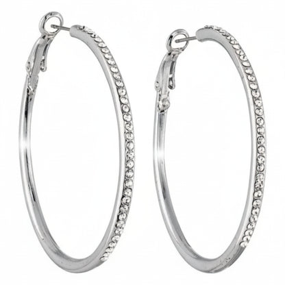 Silver Clear Swarovski Crystal Earrings – Classis Hoop Earrings With Clear Swarovski Crystals