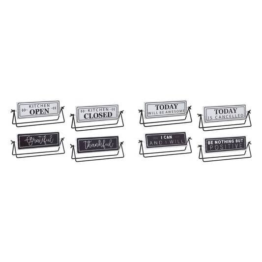 Melrose International Reversable Sentiment Sign with Stand (Set of 4)