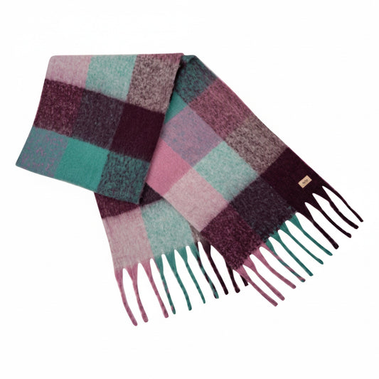 Sprigs Oversized Woven Plaid Fringe Scarf