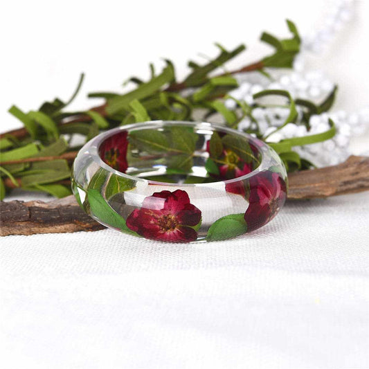 Red & Clear Dried Flower Bangle