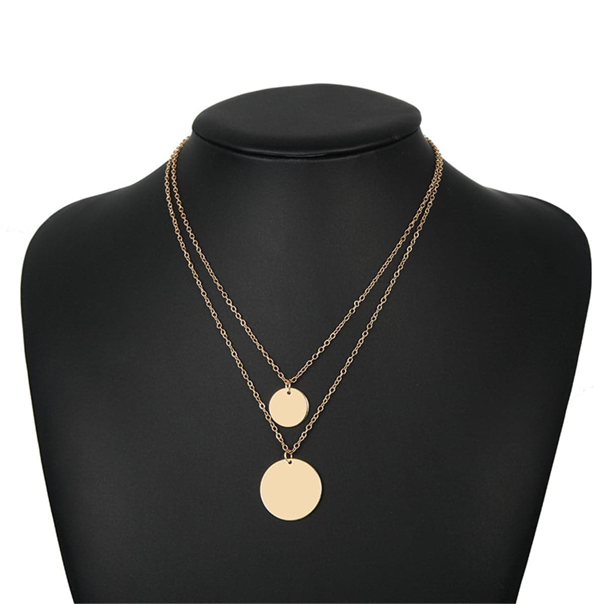 Goldtone Layered Disk Pendant Necklace
