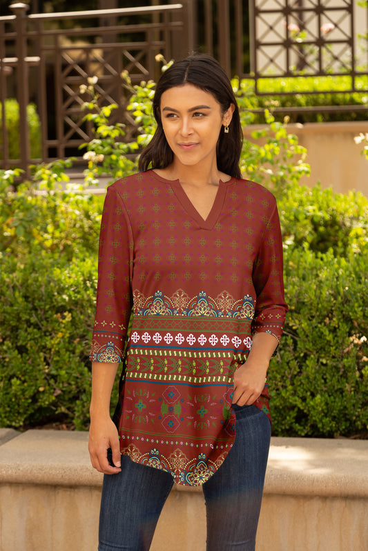 Rust and Brown Bohemian Border Print-