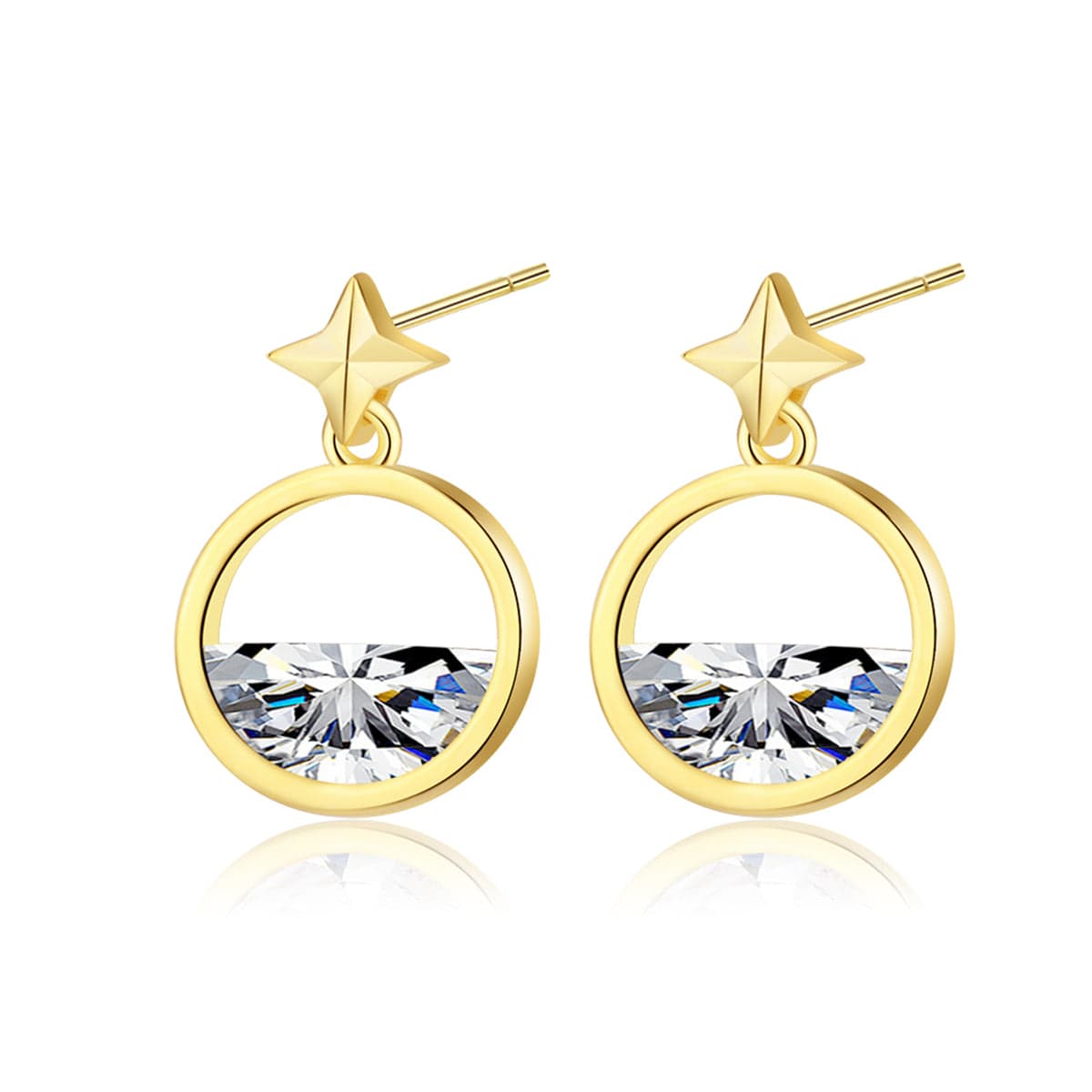 Crystal & Goldtone Star Dangle Earring