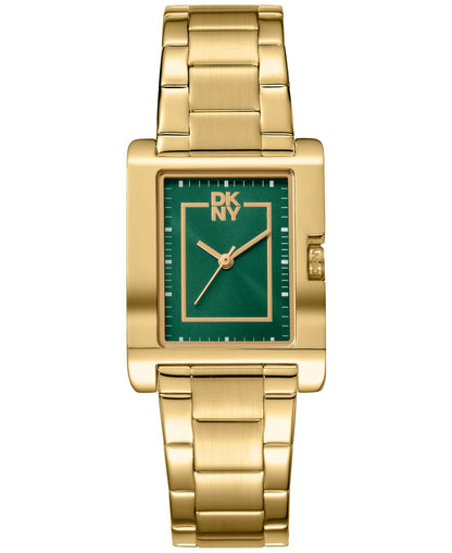 Dkny Women Watch, Gold Color Case, Dark Green Dial, Gold Color Metal Bracelet, 3 Hands, 3 Atm