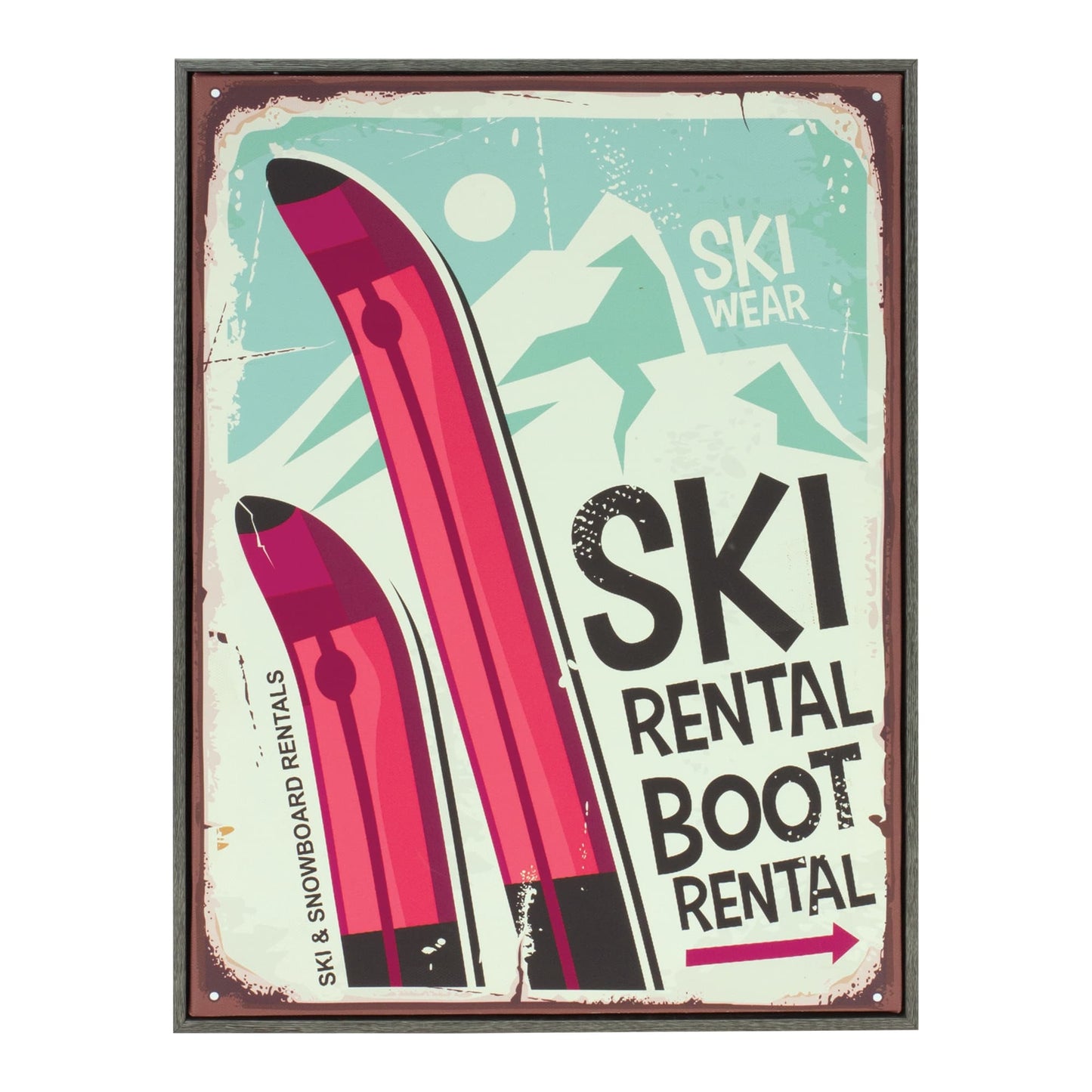 Melrose International Framed Ski Lodge Wall Sign 15.5"H