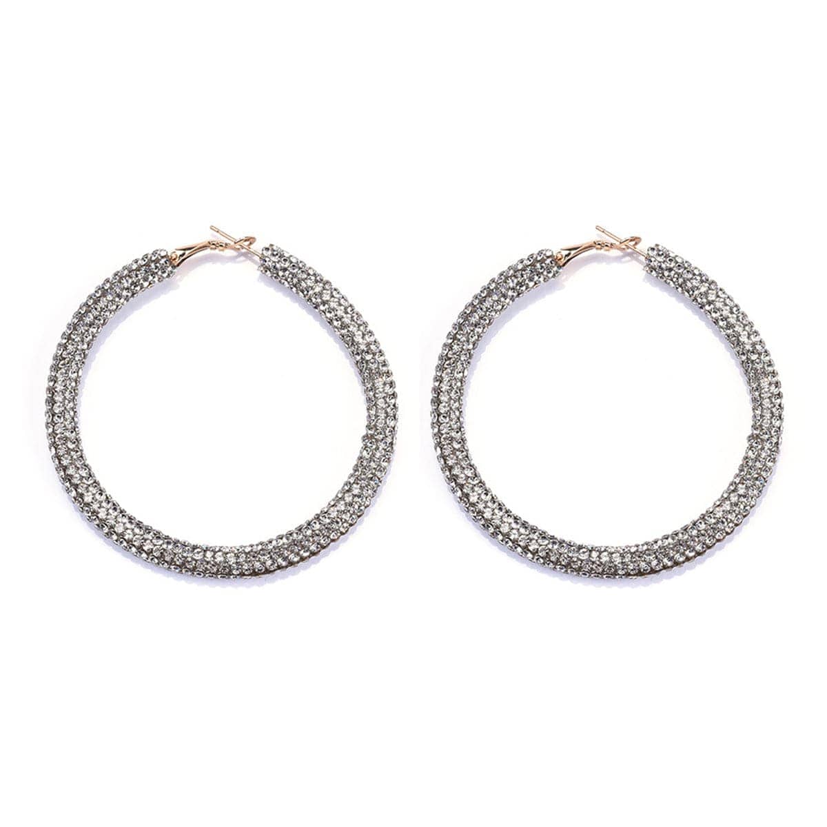 Clear Cubic Zirconia & Goldtone Hoop Earrings