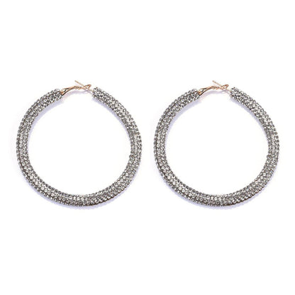 Clear Cubic Zirconia & Goldtone Hoop Earrings