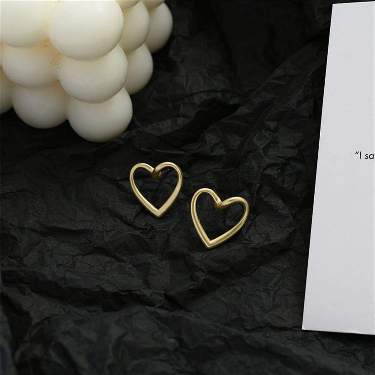 Goldtone Open Heart Stud Earrings