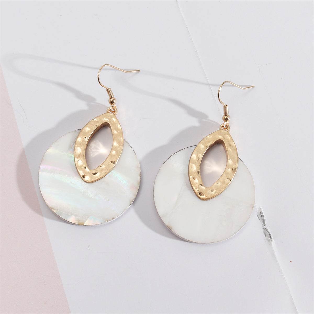 Shell & Goldtone Pear Round Drop Earrings