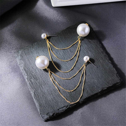 Pearl & Goldtone Tiered Chain Ear Jacket