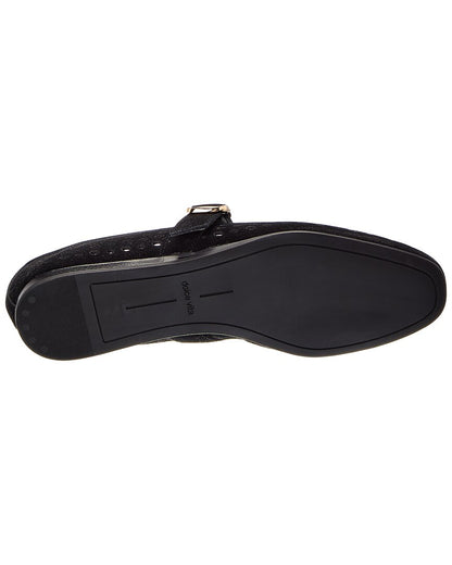 onyx perforated suede-