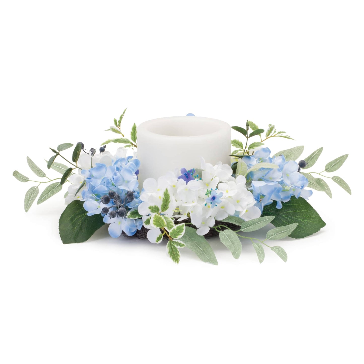 Melrose International Mixed Hydrangea Floral Candle Ring 8"D