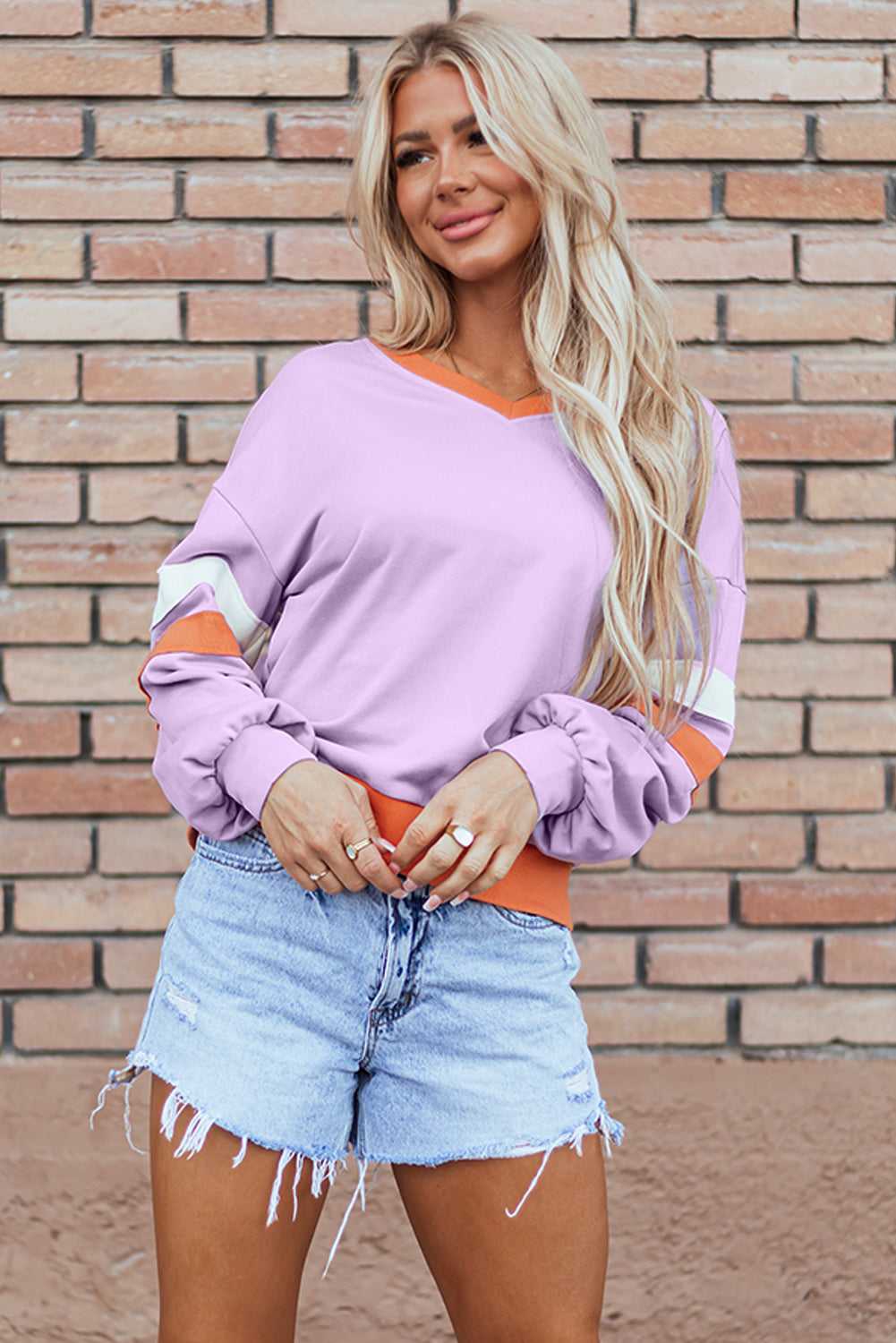 Threaded Pear Mazie V Neck Sweatshirt