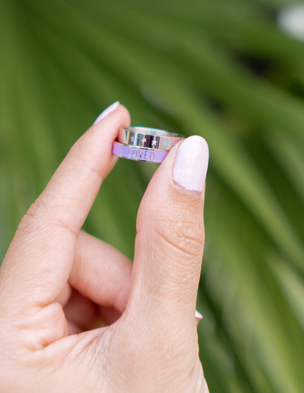 Elevated Faith Lavender Enamel Loved Ring