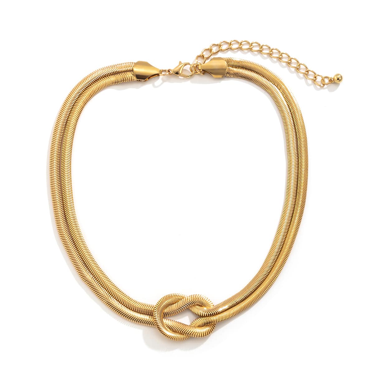 Goldtone Snake Chain Knot Layered Necklace