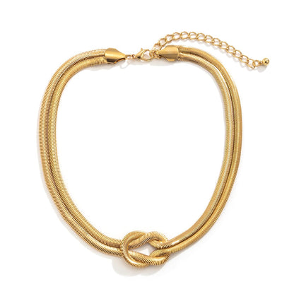 Goldtone Snake Chain Knot Layered Necklace
