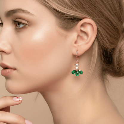 Emerald Crystal & Cubic Zirconia Goldtone Petals Huggie Earrings