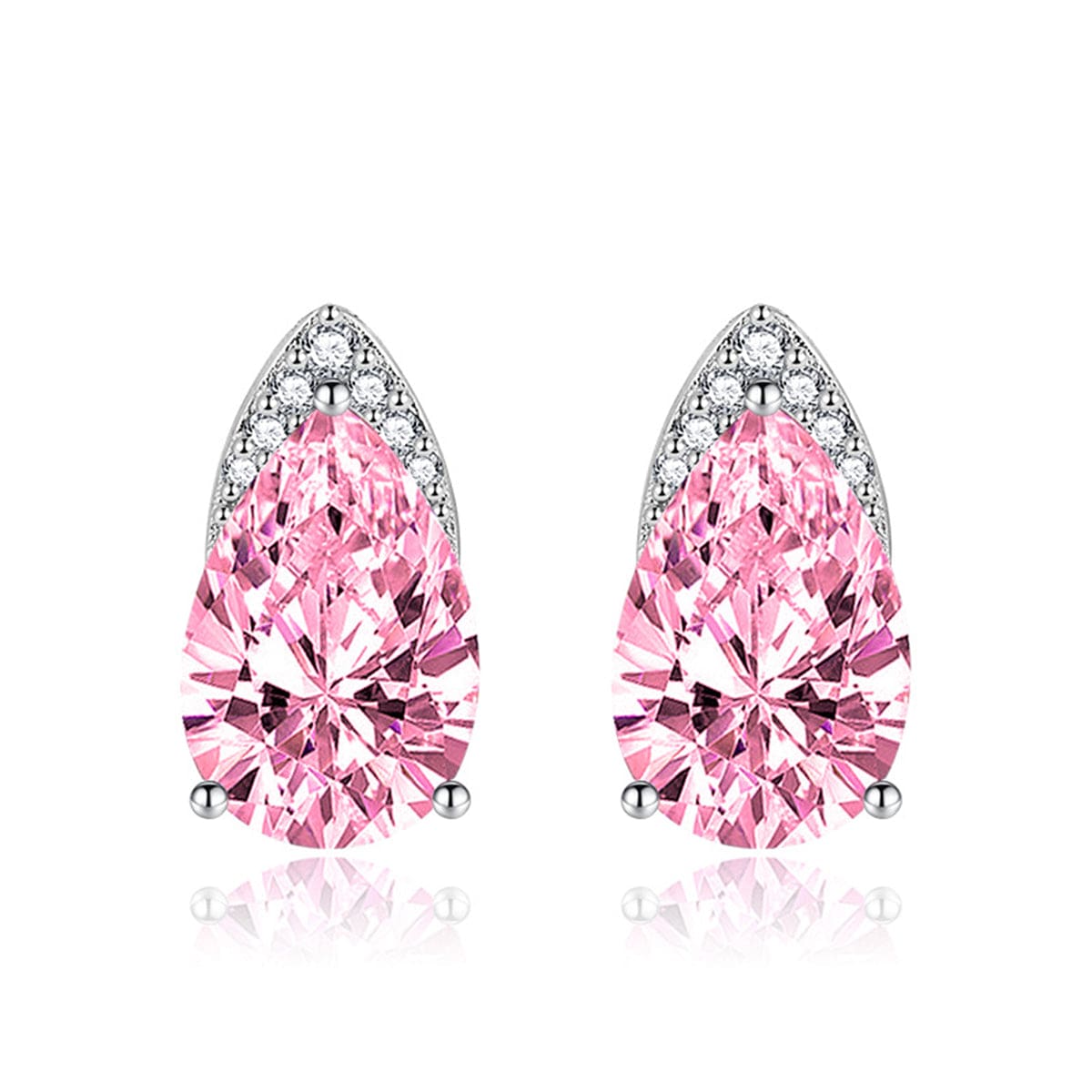 Pink Crystal & Cubic Zirconia Pear-Cut Stud Earrings