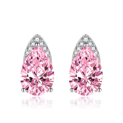 Pink Crystal & Cubic Zirconia Pear-Cut Stud Earrings