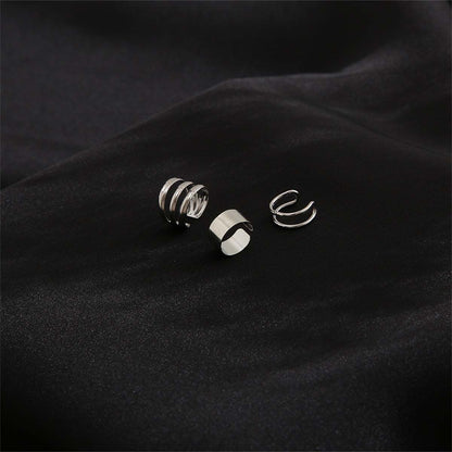 Silvertone Layered Ear Cuffs Set