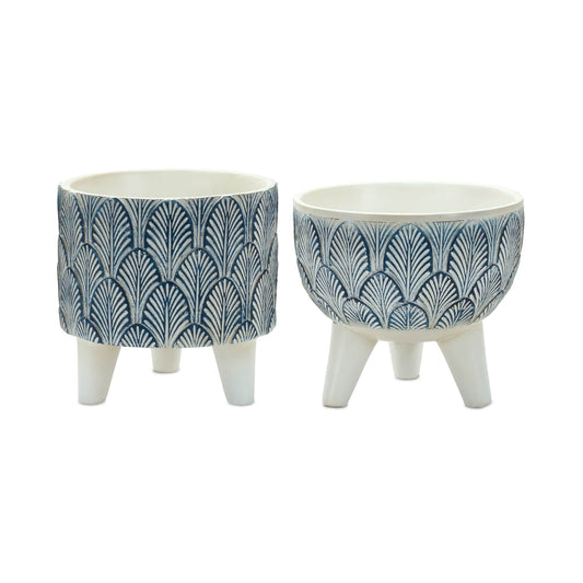 Melrose International Geometric Leaf Planter with Legs (Set of 2)