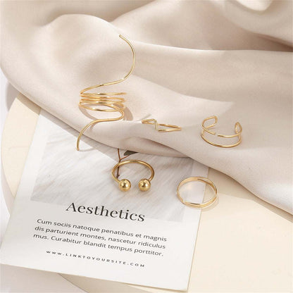 Goldtone Bead Layered Ring Set
