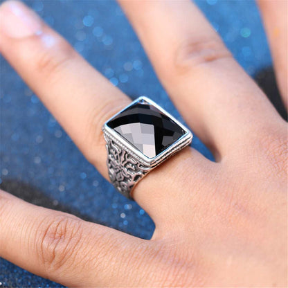 Black Rectangle Band Ring-1