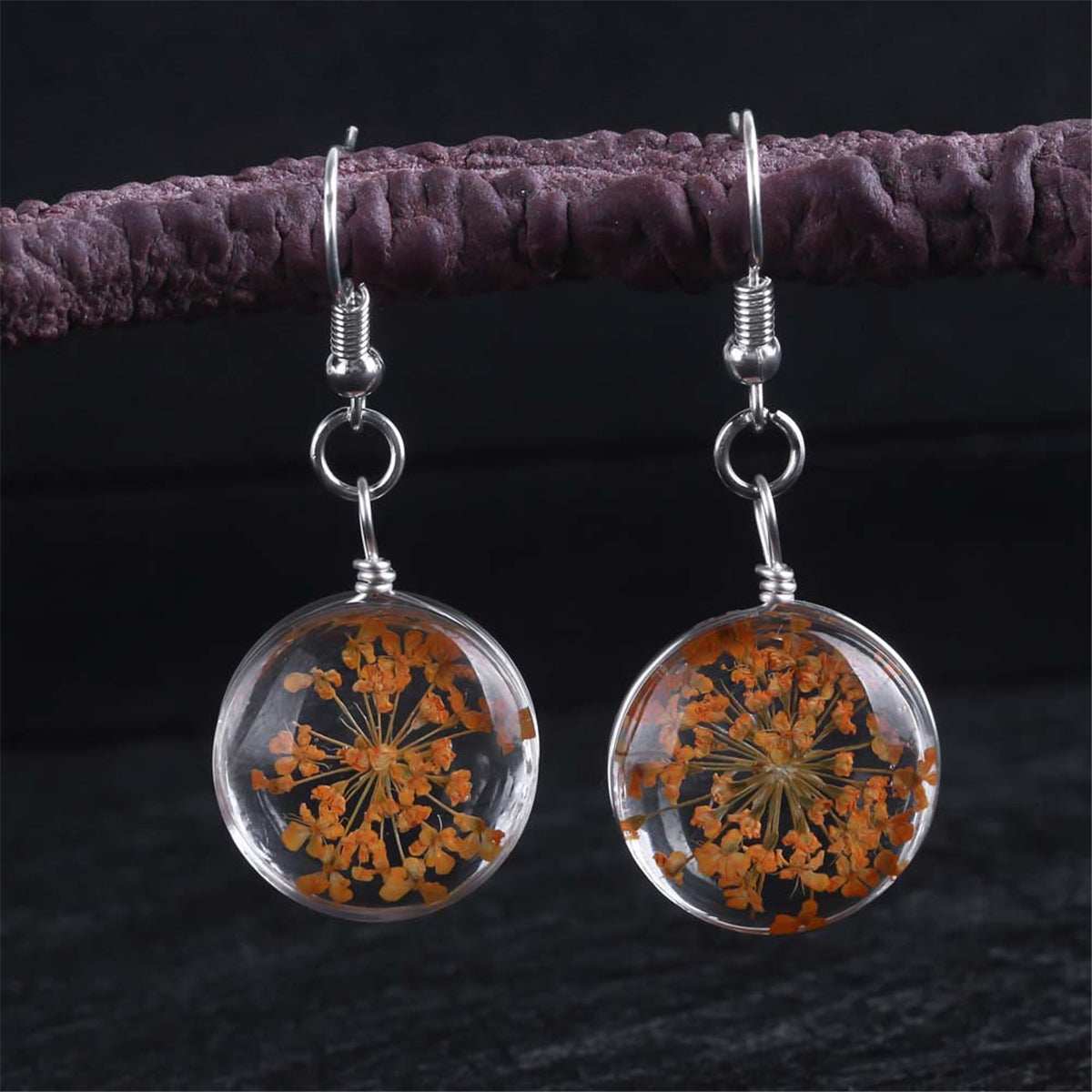 Orange Gypsophila Drop Earrings