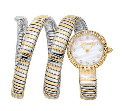 Jc1l302m0055 Just Cavalli Enchanting Women’s Two Tone Gold & Silver Snake Watch