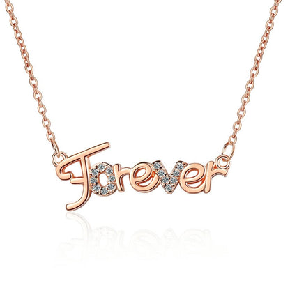 Cubic Zirconia & Rose Goldtone 'Forever' Pendant Necklace